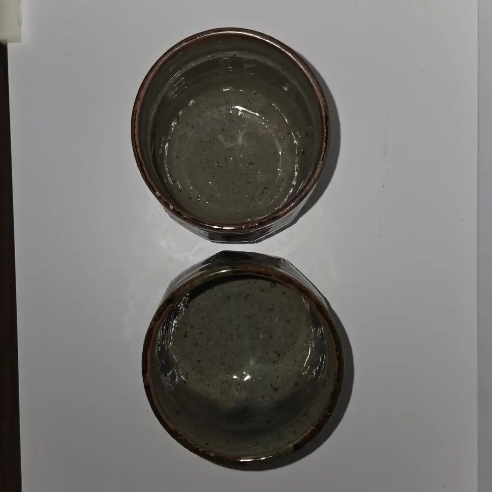 Vintage Mary Humphrey Michigan Studio Pottery Stoneware Tumblers Cups - Pair